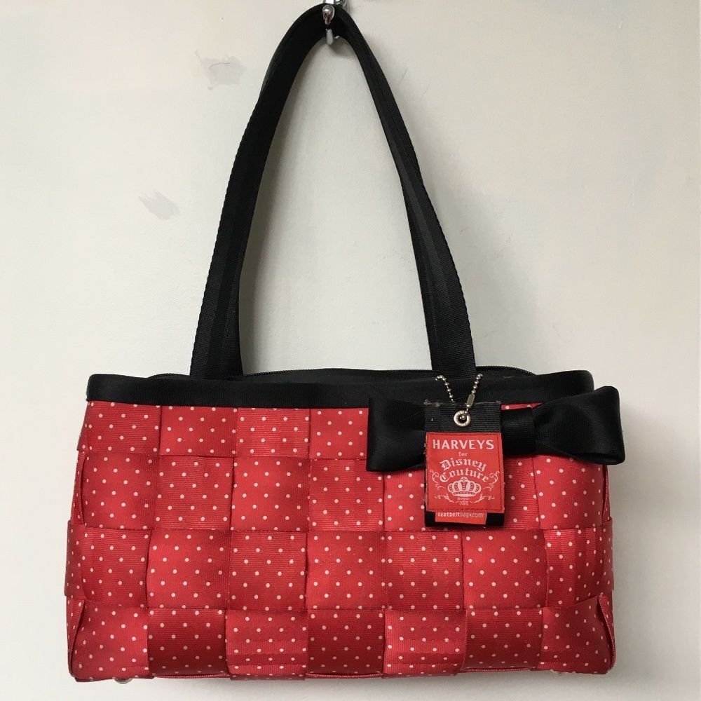 Harveys for Disney Couture Minnie Mouse Seatbelt Bag Top Zip Big Black Bow